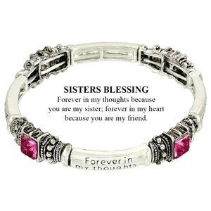 Sister Bracelet Inspirational Message Stretch Bangle Sister's Blessing